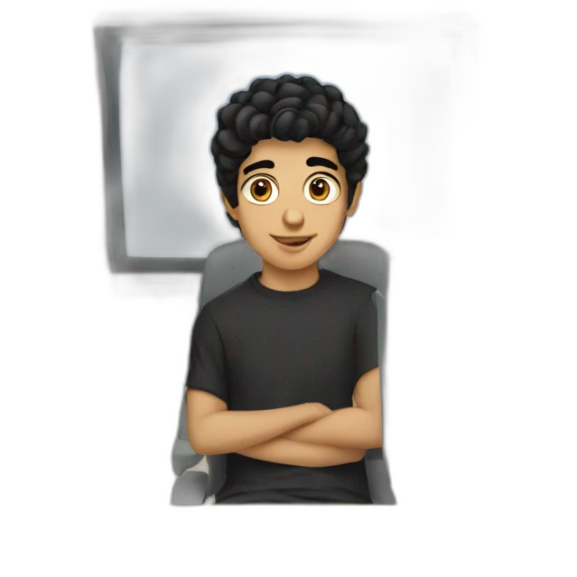 young arab man with black hair on a computer emoji