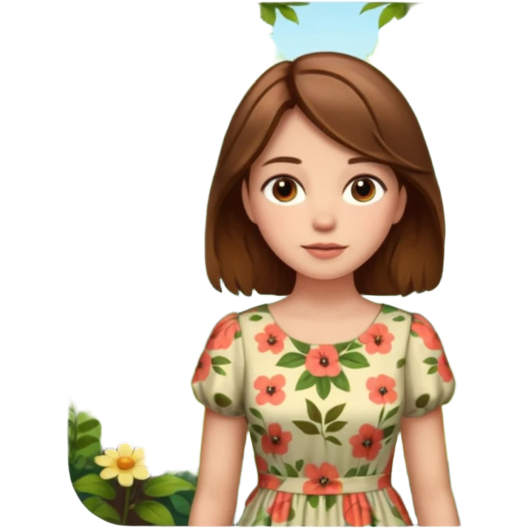 brown haired woman in the woods emoji