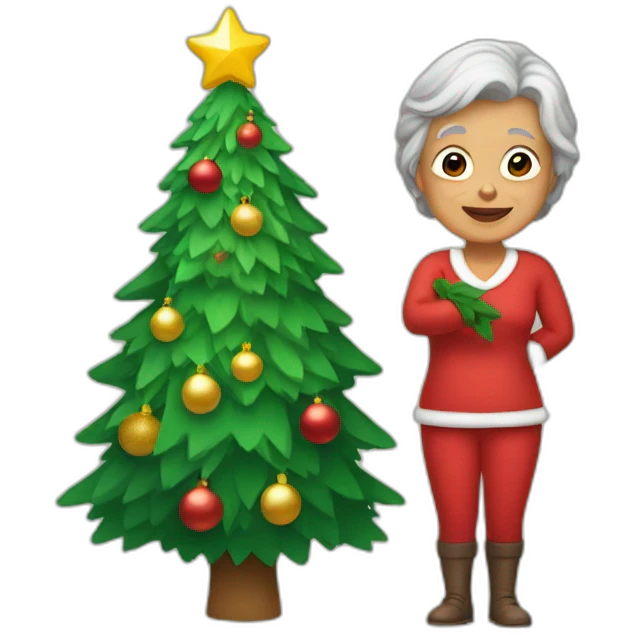 Christmas tree and grandmother emoji
