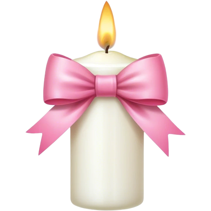 White candle light pink bow emoji