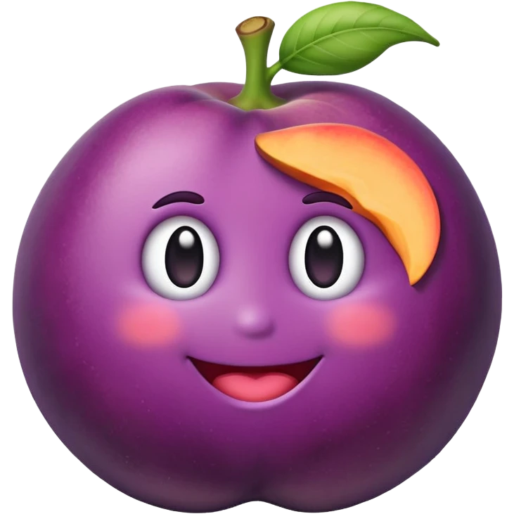 classic eggplant emoji inserted into the crack of a peach emoji, playful emoji