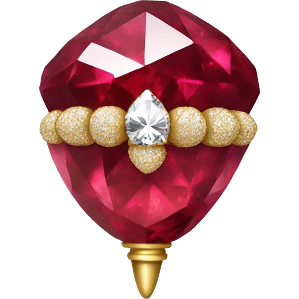 sparkling Ruby Acorn like diamond with stem made of gold emoji