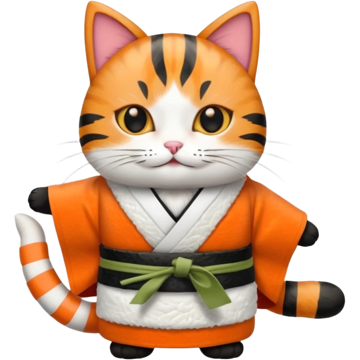 cat dressed as sushi for halloween emoji