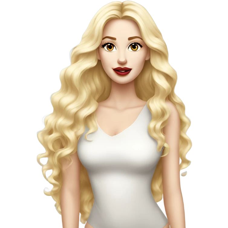 stunning beauty white woman, blonde long hair glossy lips emoji