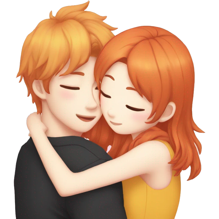 bangchan skz and ginger girl hugging emoji