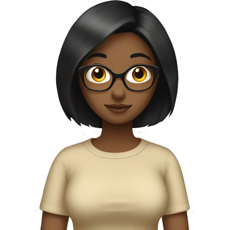 basic-black hair-girl-reading-beige top emoji