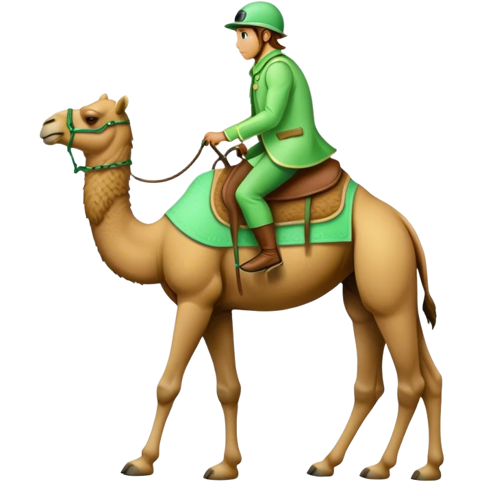 camel green with a rider on top, The fast one  And mint Fresh emoji
