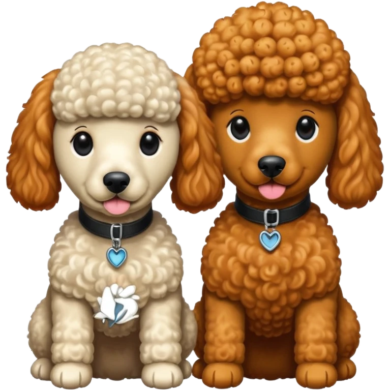 Poodles close to eachother but the other one is ginger color and other is black color emoji