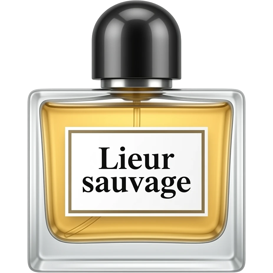 Ecrit sur la bouteille de parfum Lueur sauvage emoji