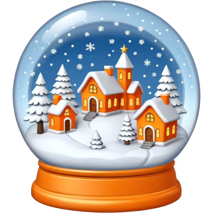 Orange Christmas village snow globe emoji