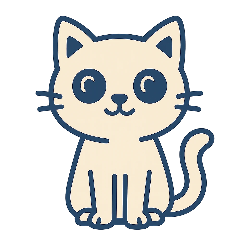 white cat cartoon style with big eyes emoji