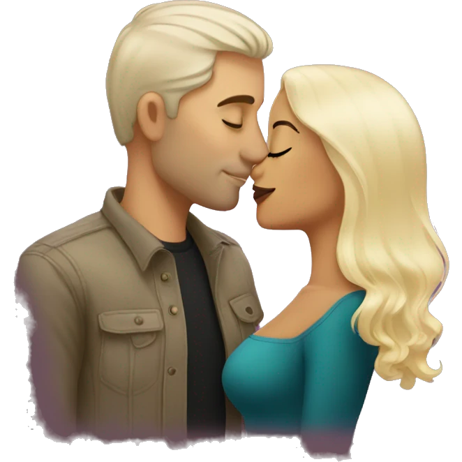 White blonde man, kissing, latina woman dark hair emoji