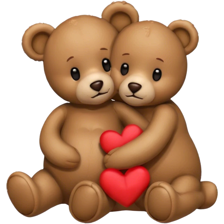 Teddy hugging another teddy with hearts emoji