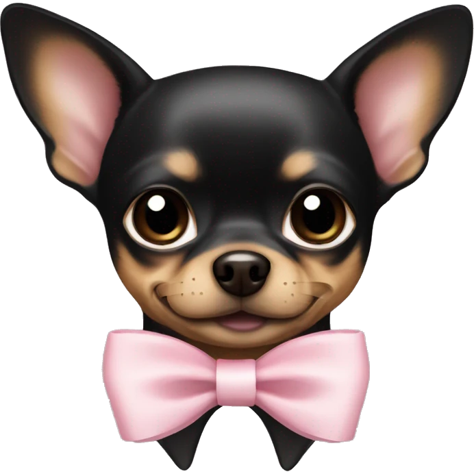 Black and brown chihuahua with small light pink bow emoji