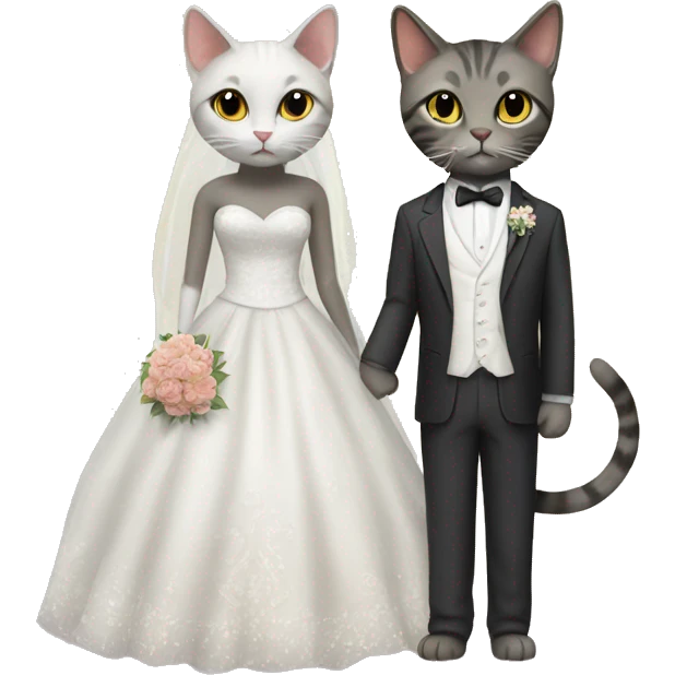 Cat in wedding dress with her soulmate  emoji