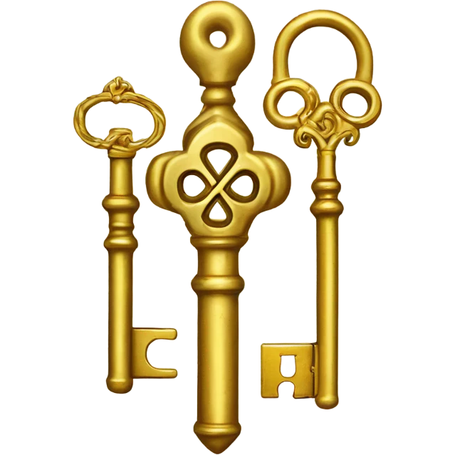upright golden crossed skeleton keys  with vintage lock emoji