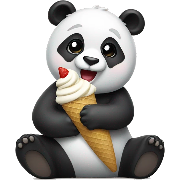 Panda eating ice cream emoji