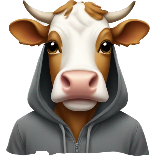 A cow wearing a hoodie emoji