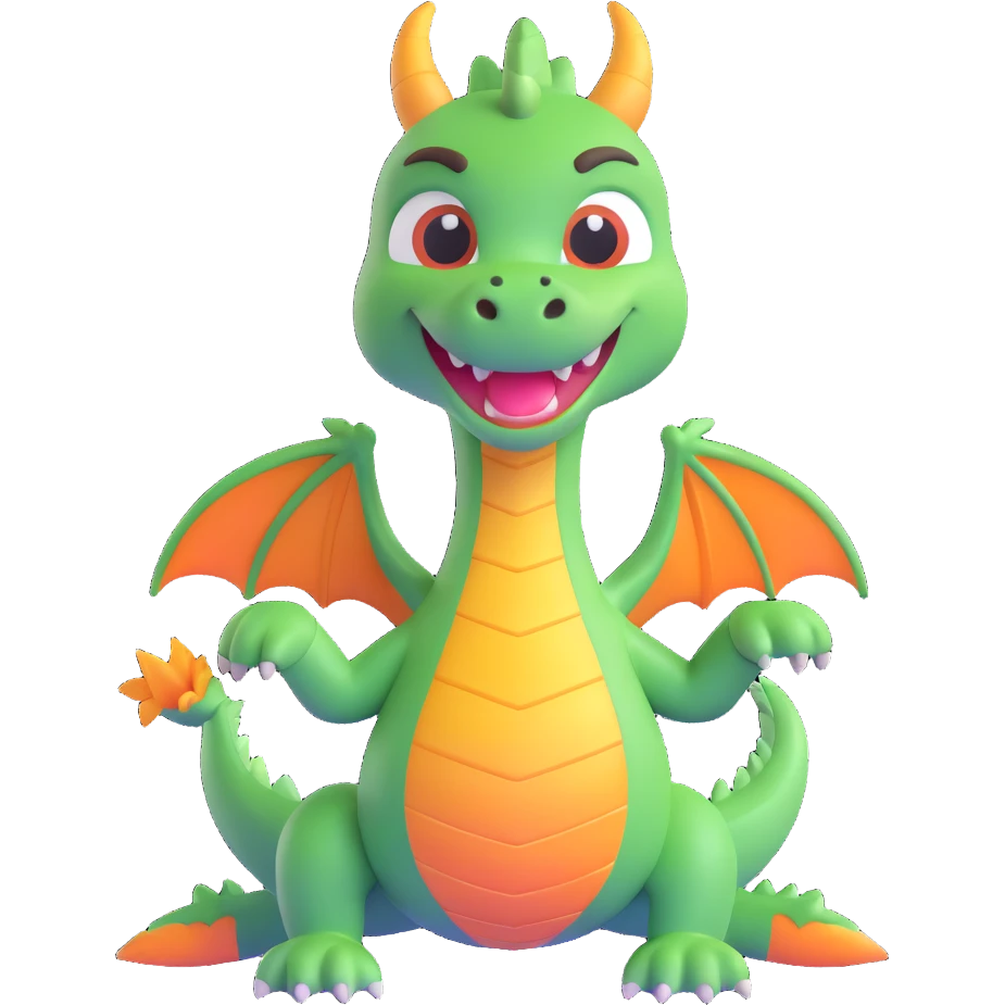 the face of a cute fitness dragon coach, 3D emoji style, playful expression emoji