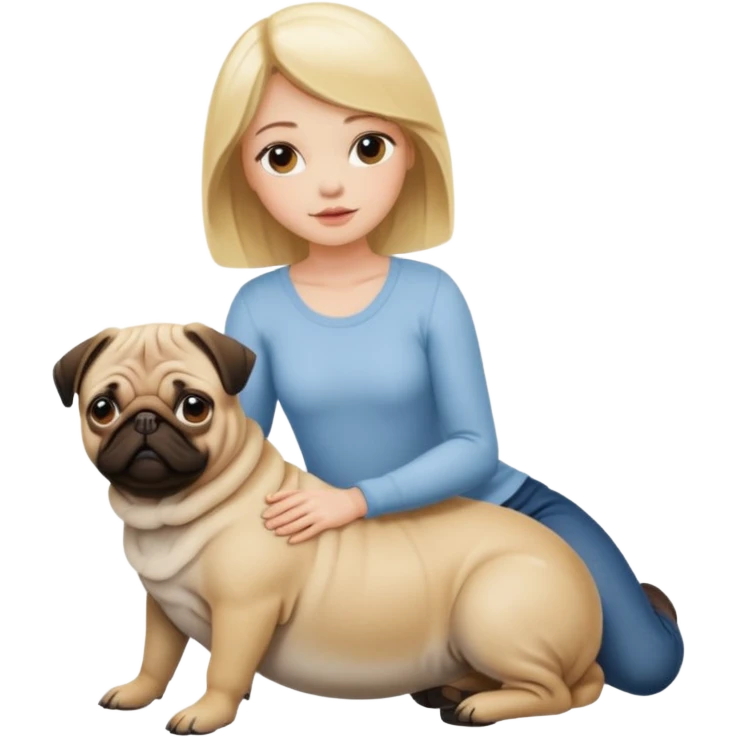 ￼blonde woman sitting on pug emoji
