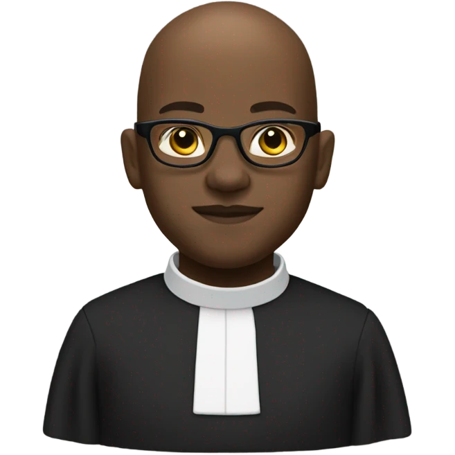 Black bald man with glasses clergy emoji