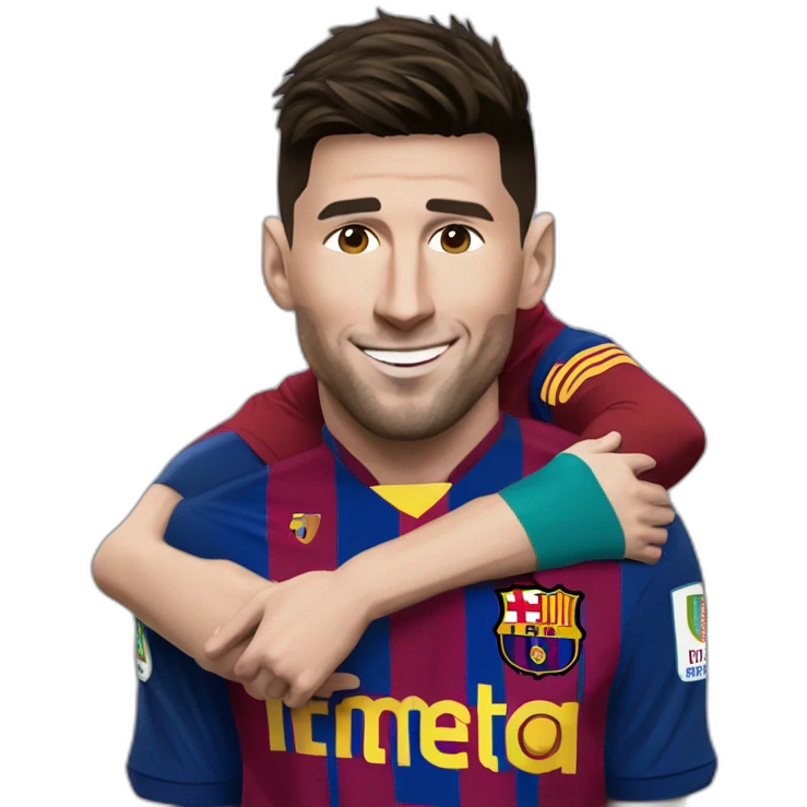 Realistic Leo Messi and realistic Cristiano Ronaldo huging emoji