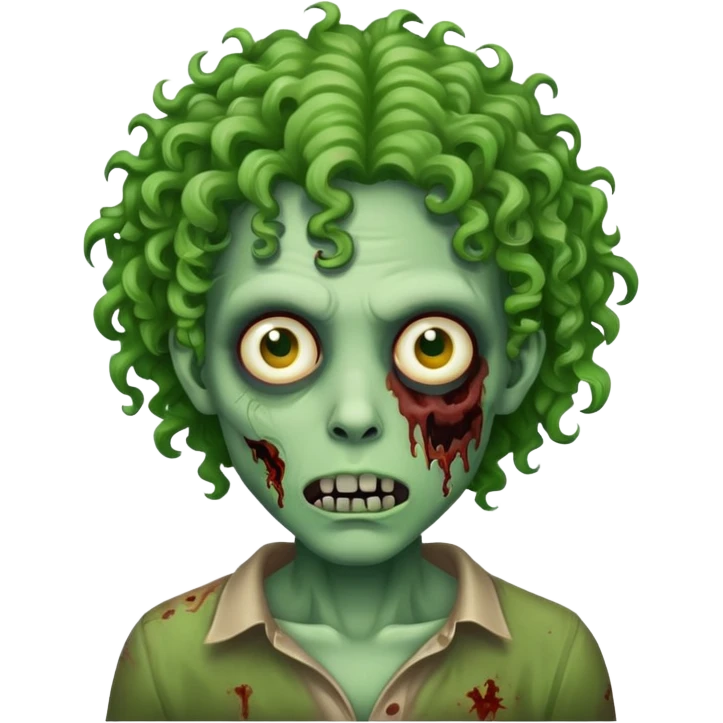 Zombie with green skin and curly hair  emoji