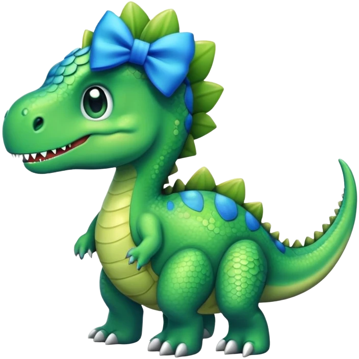 dino with a blue bow  emoji