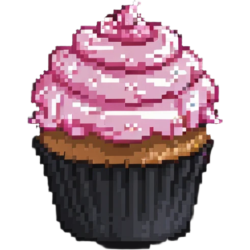 side view cupcake with pink icing emoji