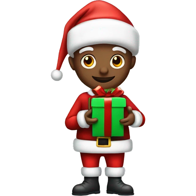 Christmas santa With Christmas elf holding presents emoji
