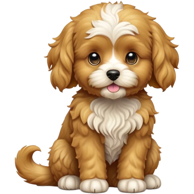 cinematic-[cavoodle dog]-realistic-full-body-sitting-emoji,-tail-resting-loosely-beside-its-paws,-head-tilted-dramatically,-wavy-[golden]-fur,-simplified-yet-realistic-focused-features,-highly-detailed,-glowing-with-an-almost-sarcastic-glow emoji