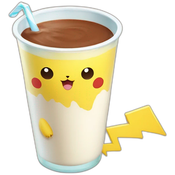 Pikachu drink choco milk emoji