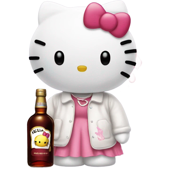 Hello kitty crying tears holding Hennessy bottle😭  emoji