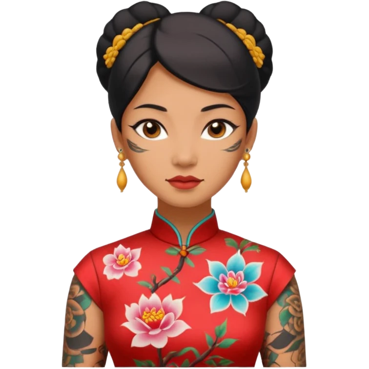 ancient woman with tatooed and cheongsam, NO pierce emoji