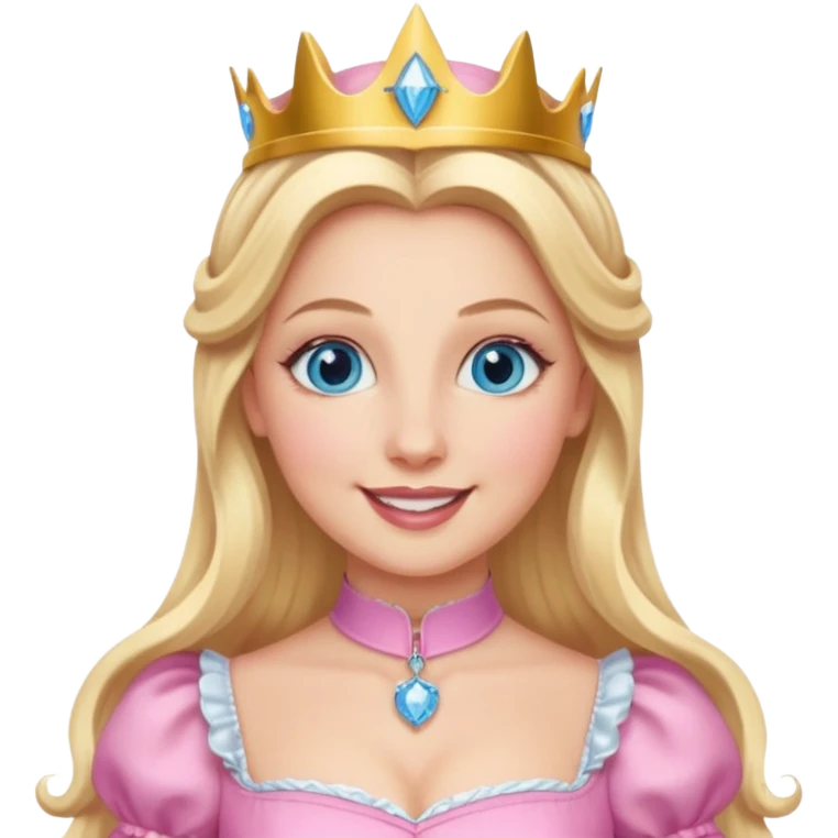 Glinda from the Wizard of Oz with blue eyes, blonde long hair, pink outfit emoji