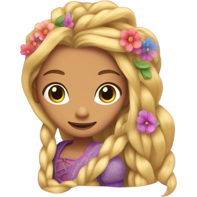 Rapunzel tangled flowers in braid realistic pretty emoji