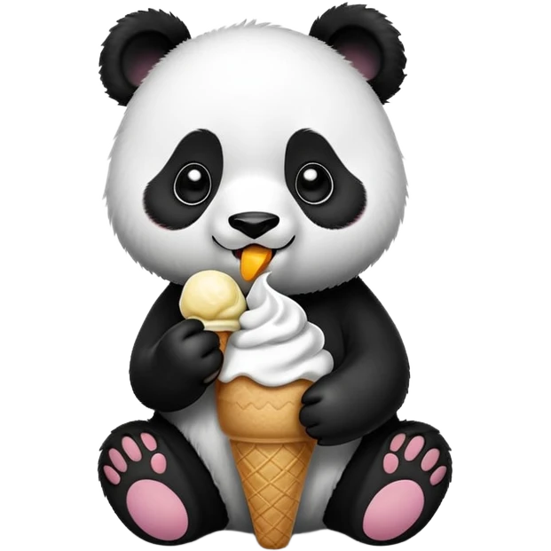 Panda eating ice cream emoji
