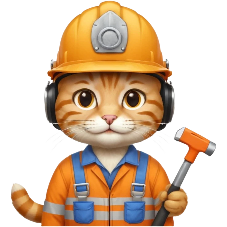 cat, handyman Outfit, wearing a Helmet emoji