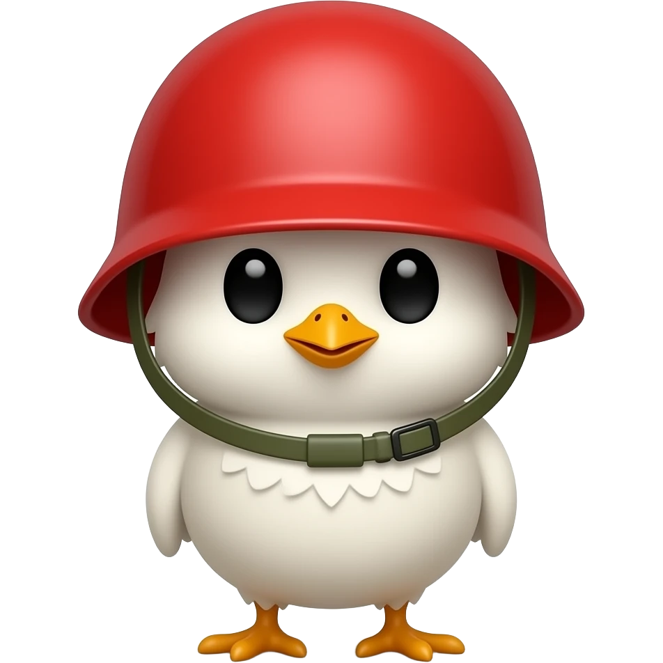Chick with army helmet on its head emoji