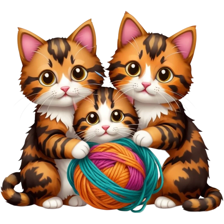 three kittens playing with ball of yarn emoji
