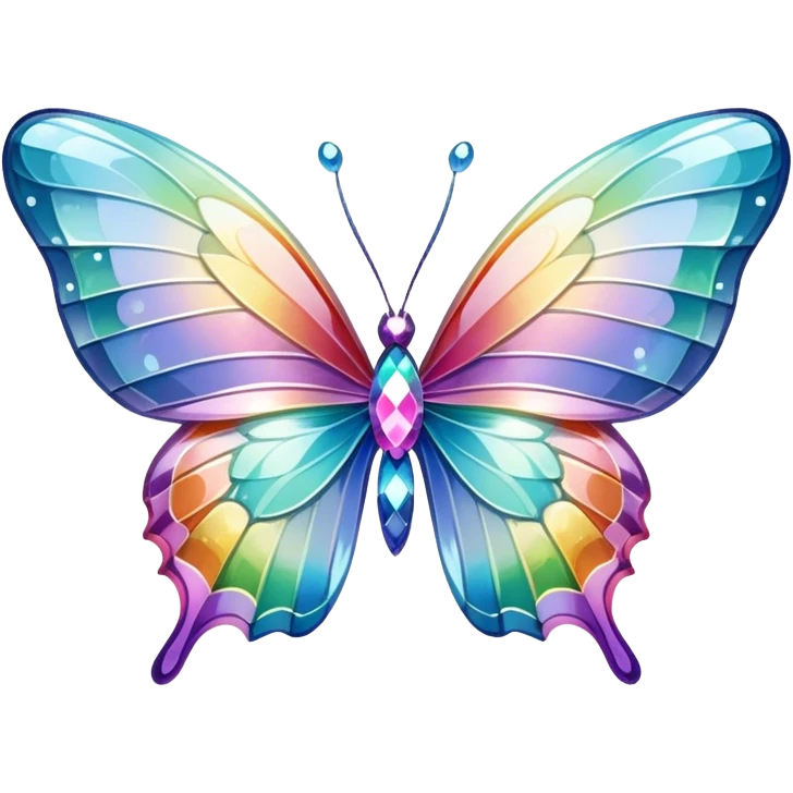 Pastel sparkly glittery iridescent rainbow glass crystal butterfly emoji