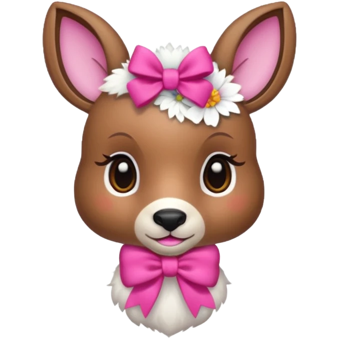 Cute Doe with a pink bow and with flowers in the background  emoji