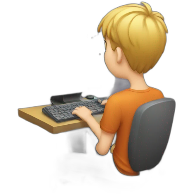 Boy playing a Computer game emoji
