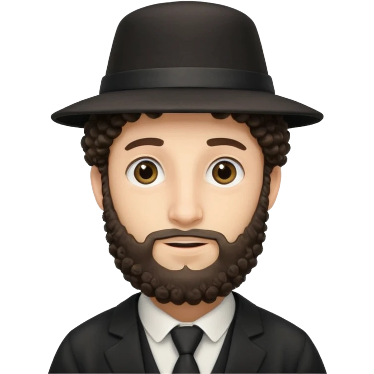 Hasidic Jewish man emoji, traditional attire, kippa, curly locks, friendly face, minimal background emoji