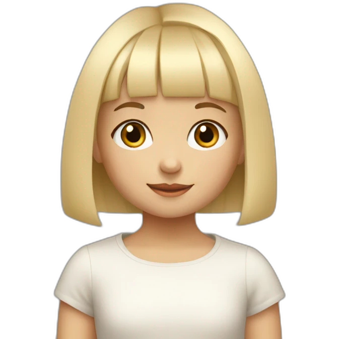 4 year old white blonde girl with a bob cut and bangs emoji