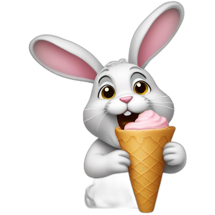 Rabbit eating icecream emoji