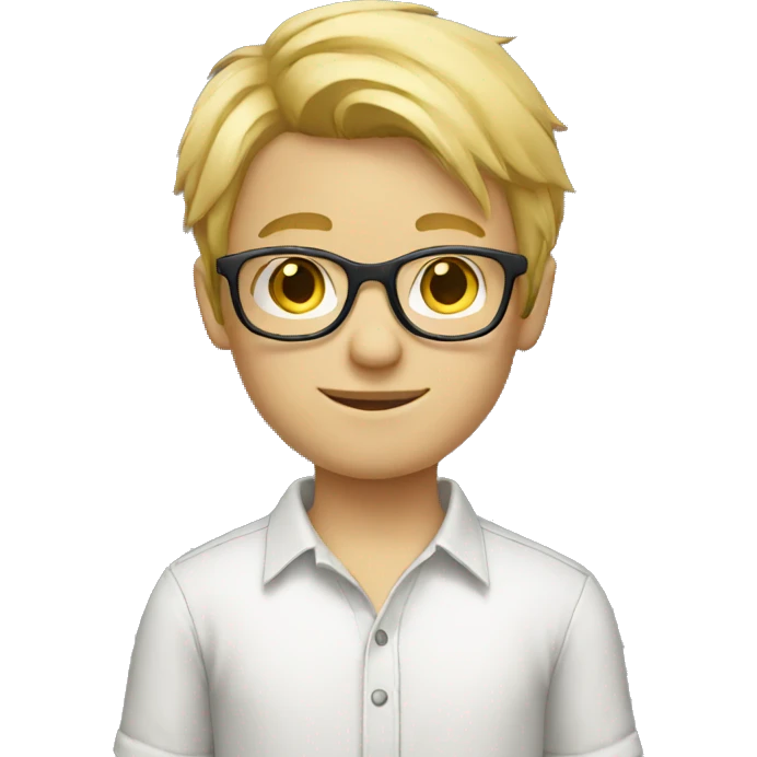 blond hair boy with glasses with shirt emoji
