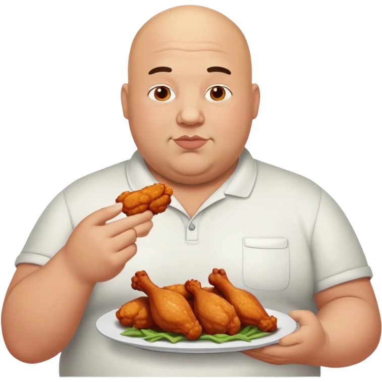 Fat bald man eating wings emoji