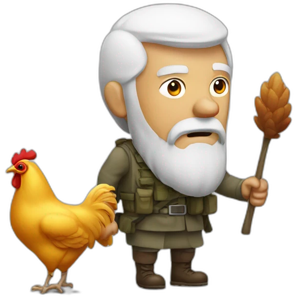 old man going to war with chicken emoji