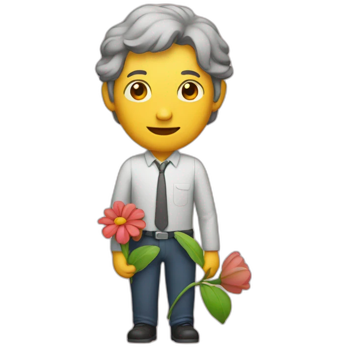 A man with a flower emoji